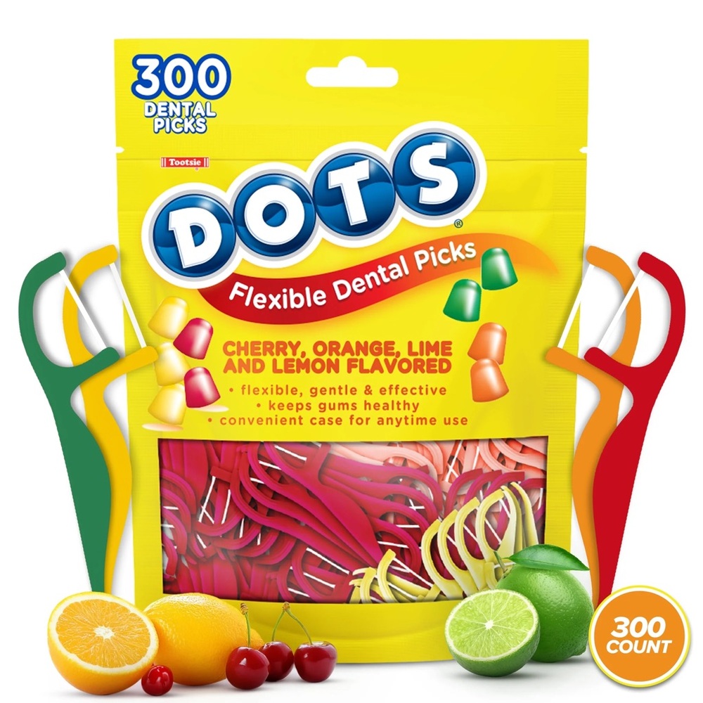 DOTS Flexible Dental Picks Cherry, Orange, Lime & Lemon Flavored